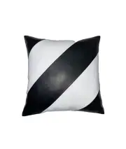 Lambskin Leather Cushion Pillow Cover. (White & Black, 20x20(2)) White & Black