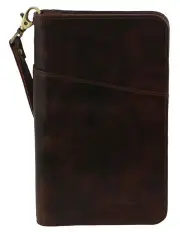[PIERRE CARDIN] Italian Leather Passport Wallet in Chocolate