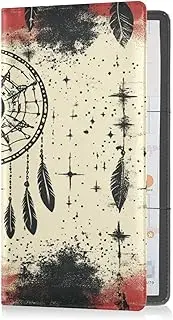 Premium Leather Car Registration and Insurance Card Holder Men Women vehicle Glove Box Organizer for Driver Auto Owners Trailer Motorcycle Boat Western Cowboy Star Dream Catcher