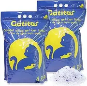 Gatitos Cat Litter Crystals Non Clumping Unscented Silica Gel Cat Litter Lightweight Ultra Absorbment Superior Odor Control Dust Free Low Tracking for Less Mess 4.6LB/Pack*2