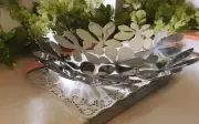 Bowl Stockholm SilveStainless Steel Monika Mulder Design Floral Leaf Decor