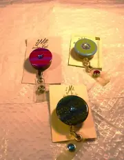 3 Decorative Retractable Badge Holder Reels Handcrafted