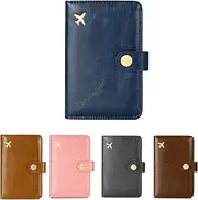 [Kcnoss] PU Passport Holder Travel Wallet Combo RFID Blocking Organizer for Men and Women with Credit Card ID Boarding Pass Compartments Travel Accessories Protector (Royal Blue)
