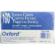 Oxford Blank Color Index Cards, 3" x 5", Green, 100 Per Pack (7320 GRE)