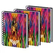 3x Wonder Woman Retro Style Themed Novelty Rectanglular Hard Cover Notebook
