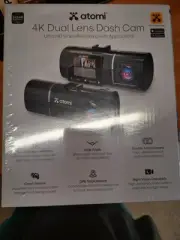 ATOMI 4K Dual Lens Dash Cam Brand New Sealed Auto Car Dashcam W/32GB Card