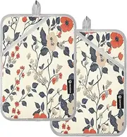 Oven Pot Holders Heat Resistant Chile Copihue Beauty Summer Flowers Potholder with Pockets Hot Pot Holders for Kitchen Oven Mitts 2 Pack