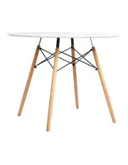 [Artiss] Round Dining Table 4 Seater 90cm White Replica Eames DSW Cafe Kitchen Retro Timber Wood MDF Tables