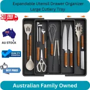 Expandable Utensil Drawer Organizer Large Cutlery Tray Adjustable Plastic Storag