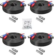ZOSI 4 Pack 65Feet 20m BNC Video Power Cable Security Camera Wire Cord for Surveillance CCTV DVR Surveillance System (4-Pack, Black)