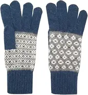[Purple Possum] Gloves Ladies Grey Knitted Wool Angora Full Winter Warm Cosy Gloves (Blue, Grey), Blue, Grey, navy, Navy blue, Dark blue, One Size