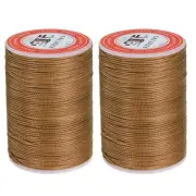 2pcs Round Waxed Thread for Leather Sewing, 93 Yards/85m, 0.65mm, Saddle Brown