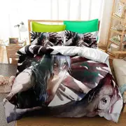 o569 Carto-on Ani-me Duve-t Cov-er B-eddin -- g Jujutsu Kaisen- 3 Piece Set,Bed Duvet Cove-r with Pillowc-aces, Super Soft Duvet- Cover with- Pillowca