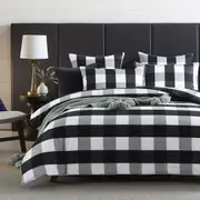 Gingham Black Quilt Cover Set