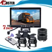 7" Monitor HD 2x 4PIN IR CCD Rear View Reversing Camera 2x 10m For Truck Caravan
