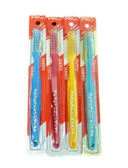 4 Vintage Vistron Pro Tip Tufted toothbrush Hard NOS NEW Prop Made USA