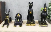 Egyptian Gods Horus Androsphinx Bastet And Anubis Mini Figurines Set of 4