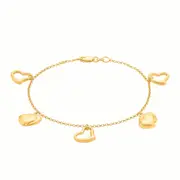 9ct Yellow Gold Silver Filled Heart Charm Bracelet