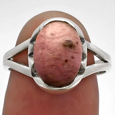 Natural Pink Tulip Quartz 925 Sterling Silver Ring s.7.5 Jewelry R-1438