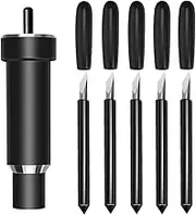 CAREOR 5Pcs Premium Fine Point Cut Blade Deep Cut Blade and Housing Replacement Cutting Blade Compatible with Cricut Maker 3/Maker/Explore 3/Explore Air 2/Air/One/Venture (Black)