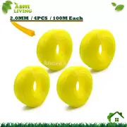 4 Rolls 2.0mm x 100M Square Edge String Trimmer Line Brushcutter Whipper Snipper