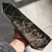 3.72 LB Natural Quartz black crystal Obelisk Healing #1236