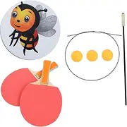 GALPADA 1 Set Table Tennis Training Kit Elastic Racket for Personal Training Includes Base Paddles Elastic Shaft Balls for All Ages