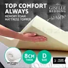 Double 8CM Visco Elastic Underlay Memory Foam Mattress Topper 60kg/m³ Breathable
