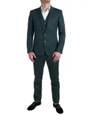 Dolce & Gabbana Tailored Textured Suit Men Green Suits & Blazers