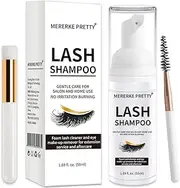 Eyelash Extension Shampoo 50 ml + Brush - Eyelid Foaming Cleanser - Sensitive Paraben & Sulfate Free - Eyelash Wash and Lash Bath for Extensions - Salon Use and Home Care