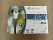 FOUR SEASON SOLAR METAL PATHWAY STAKE LED LIGHT - WARM WHITE - 4 PACK - 241680