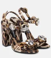 [Dolce & Gabbana] Dolce & Gabbana Keira 105 leopard-print satin sandals AU 6 multicoloured