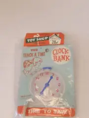 TICO Teach a Time Clock Bank New Old Toy TICO Toys Pawtucket, RI 1960's