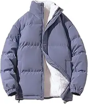 [Generic] Cargo Winter Jacket Women Unisex Plain Warm Lined Jacket With Stand Up Collar Thickened Padded Jacket With Zip Outdoor Long Sleeve Coat Casual Down Jacket Fitted for Women
