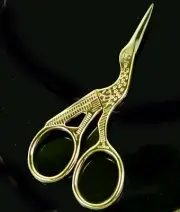 Stork Craft Scissor 94mm / 3.5" Gold Embroidery Crane Bird Sewing Sharp Point