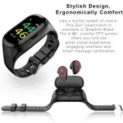 2 in 1 Bluetooth Tracker Watch Earbuds (Bluetooth Sync + iOS/Android Compatible)