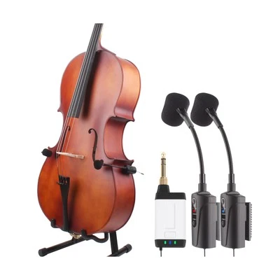 Cello Microphone with 2 Transmitter Q2/AT-5C Wireless UHF Mic Gooseneck Picku...