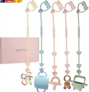 Dummy Clip - 5 Pack Pacifier Clips for Boys and Girls, Stroller Accessories Appl