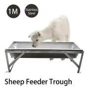 1M Sheep Feeder Water Trough Stainless SteelFeeder TrayBracket Animnal DrinkBowl