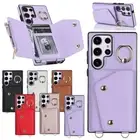 For Samsung Galaxy S24 S23 S22 S21 Note 20 Leather Card Wallet Case Ring Cover