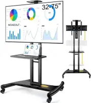 Mobile Floor TV Mount Stand AV Carts with Wheels for 32-75 Inch LCD LED 4K Flat