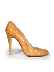 Brown Python Pumps