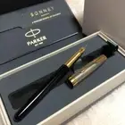 Parker Sonnet Premium Silver Black Sizzle Fountain Pen F #4d4c1c