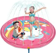 Splash Pad 67" Size Sprinkler Play Mat For Kids & Dogs Extra Large Wading Pool