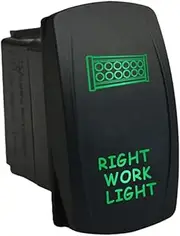 12V 20A / 24V 10A ON-Off Rocker Switch Right Work Light 6C59G Universal fits Toyota Nissan Holden Mitsubishi Ford Amarok etc. Dual LED in Green