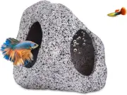 Aquarium Decorations Cave Fish Tank Accessories Rock Decor for .Medium, Stone