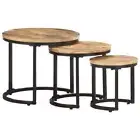 Nesting Table Set Of 3 Industrial Style Wooden Side End Coffee Tables Furniture