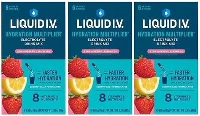 Liquid I.V. Multiplier Electrolyte Drink Mix Strawberry Lemonade 3 Pack