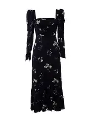 Shoulder Puff Midi Dress