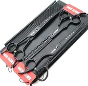 7.0 inches Professional Dog Grooming Scissors Set Straight & Curved & chunkers & comb 4pcs in 1 Set Left-handed